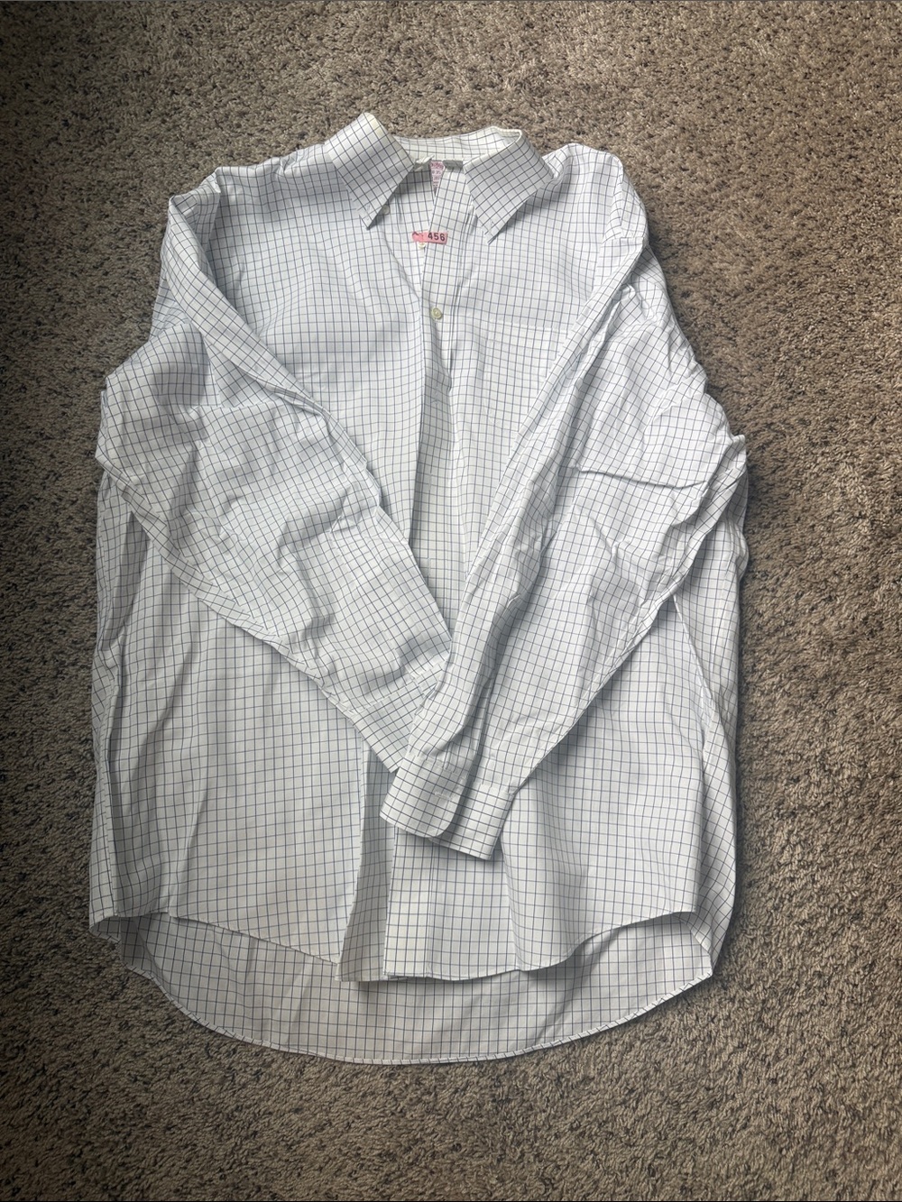 Brooks Brothers White Shirt with Navy Windowpane Checks